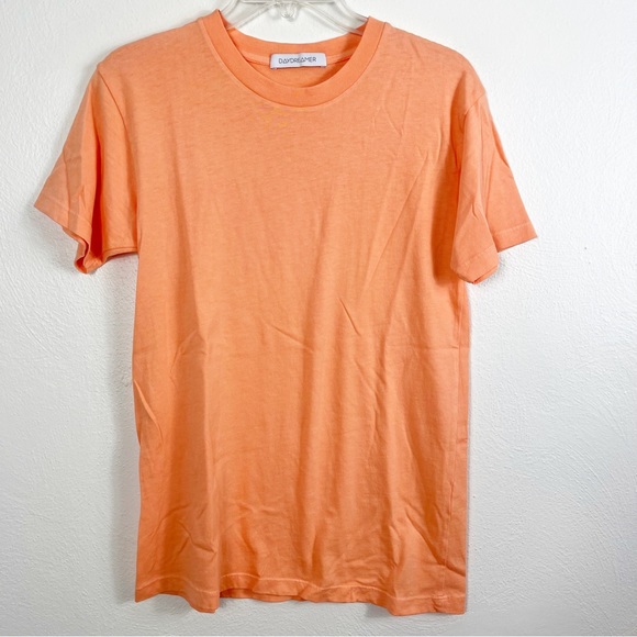 Daydreamer Tops - Daydreamer Crewneck Short Sleeve Tee in Peach Orange Sherbert